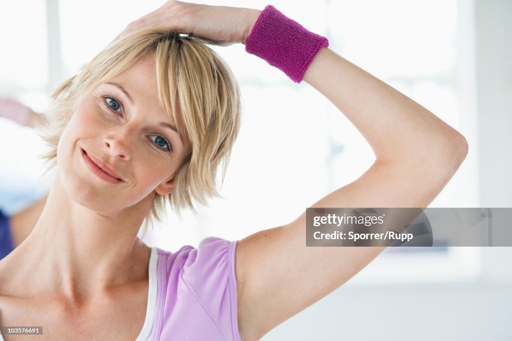 Woman stretching neck