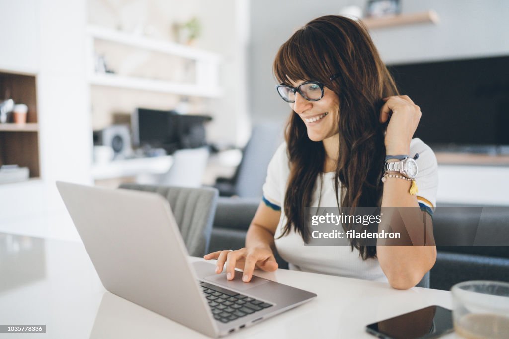 Young woman home office