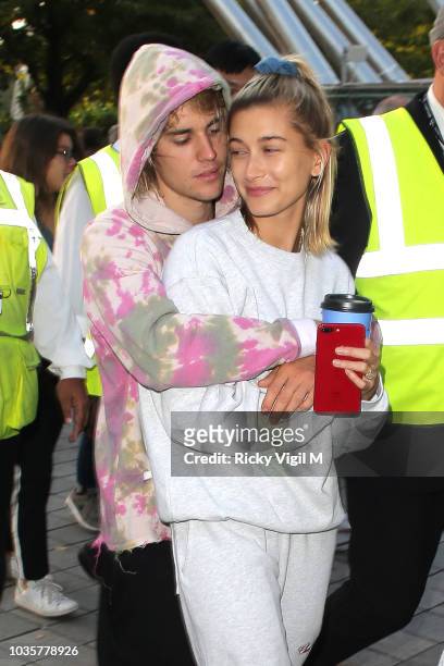 Justin Bieber and Hailey Baldwin seen at the London Eye on September 18, 2018 in London, England.