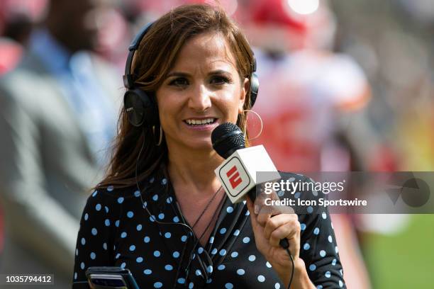 Reporter Dianna Russini looks on during the NFL football game between the Kansas City Chiefs and Pittsburgh Steelers on September 16, 2018 at Heinz...