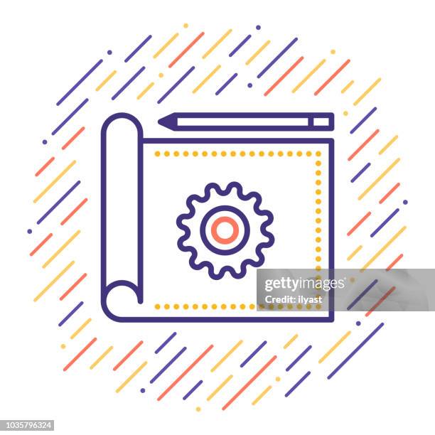 blueprint design line icon - product engineering services stock illustrations