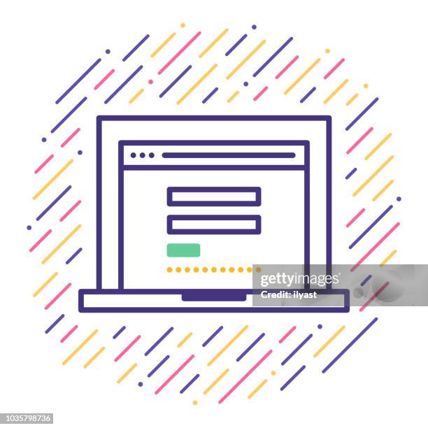 login page line icon - computer login stock illustrations