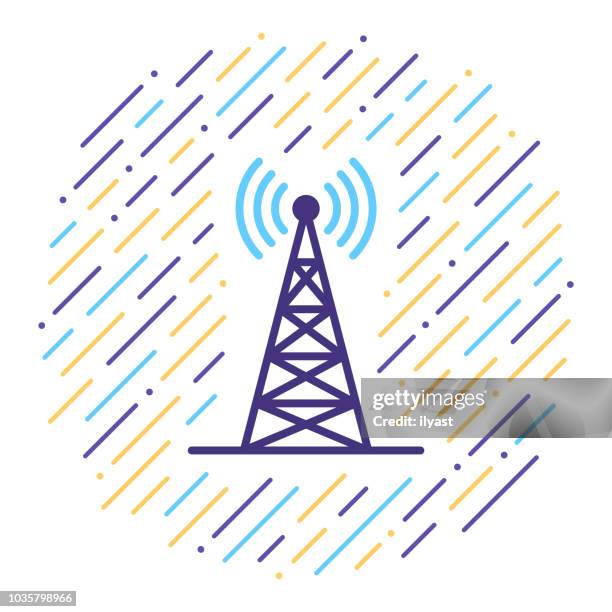 cell site line icon - frequency icon stock illustrations