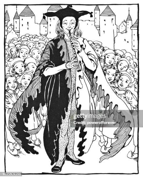 the pied piper of hamelin - pied piper of hamelin fictional character stock illustrations