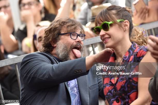 Jack Black and wife Tanya Haden attend the ceremony honoring Jack Black with star on the Hollywood Walk of Fame on September 18, 2018 in Hollywood,...