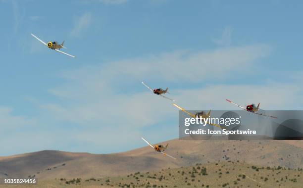 Class planes on the course during Heat race at the 55th National Championship Air Races the only closed course pylon racing event in the world, and...