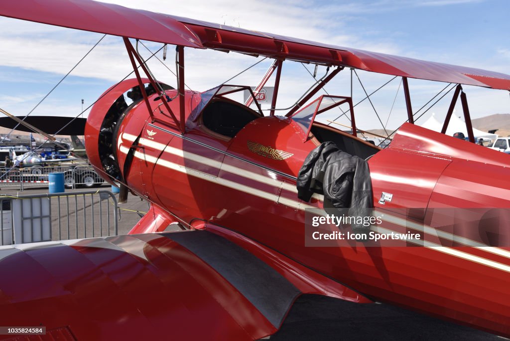Biplane Air Racing Biplane on display at the 55th National Championship Air Races the ...
