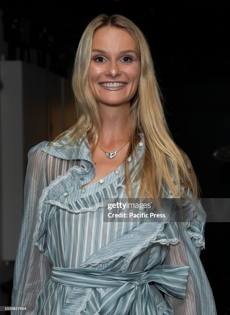 Elena Kurnosova wearing dress by Zimmermann attends premiere...