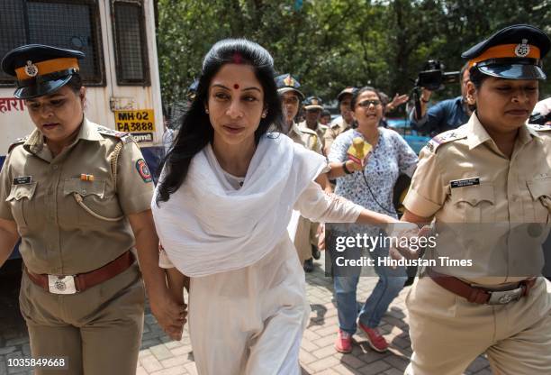 Indrani Mukerjea, accused in the Sheena Bora murder case at Bandra family court to file for divorce, on September 17, 2018 in Mumbai, India. Three...