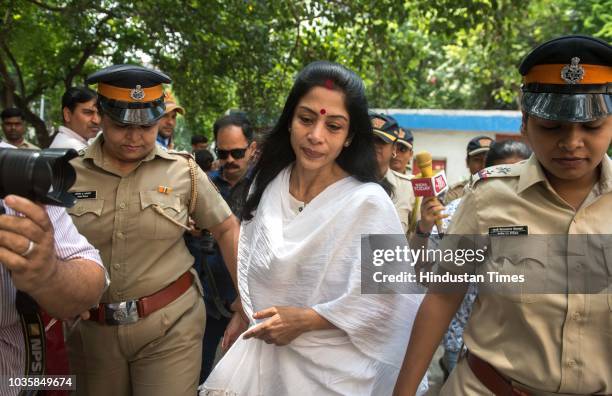 Indrani Mukerjea, accused in the Sheena Bora murder case at Bandra family court to file for divorce, on September 17, 2018 in Mumbai, India. Three...