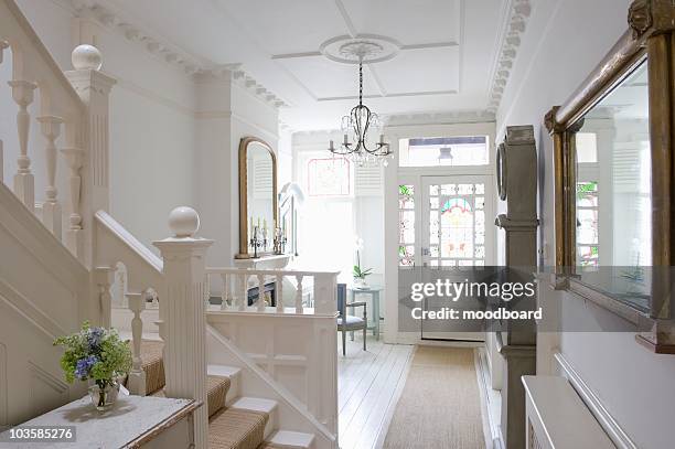 entrance hall with ceiling rose,  london - house entrance hall stock pictures, royalty-free photos & images