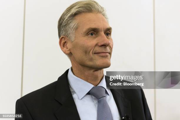 Thomas Borgen, chief executive officer of Danske Bank A/S, pauses during a news conference in Copenhagen, Denmark, on Wednesday, Sept. 19, 2018....