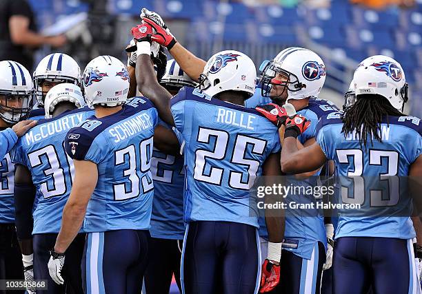 Myron Rolle of the Tennessee Titans during a preseason game against the Arizona Cardinals at LP Field on August 23, 2010 in Nashville, Tennessee....