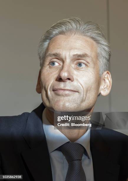 Thomas Borgen, chief executive officer of Danske Bank A/S, pauses during a news conference in Copenhagen, Denmark, on Wednesday, Sept. 19, 2018....