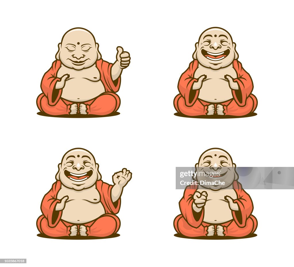 Buddhist Monk Cartoon Characters Vector Set High-Res Vector Graphic - Getty  Images