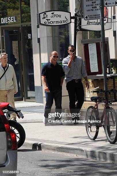 Tie Domi and Alex Rodriguez walk in the city on August 24, 2010 in Toronto, Ontario, Canada.