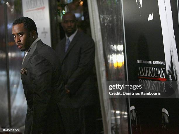 Sean "P.Diddy" Combs arrives at the "American Gangster" New York City Premiere at The Apollo Theater on October 19, 2007 in New York City