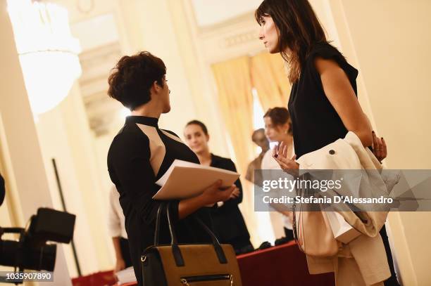 Atmosphere during the Green Carpet Fashion Awards press conference as part of Milan Fashion Week Spring/Summer 2019 at Teatro Alla Scala on September...