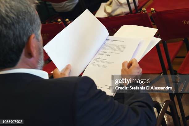 Atmosphere during the Green Carpet Fashion Awards press conference as part of Milan Fashion Week Spring/Summer 2019 at Teatro Alla Scala on September...