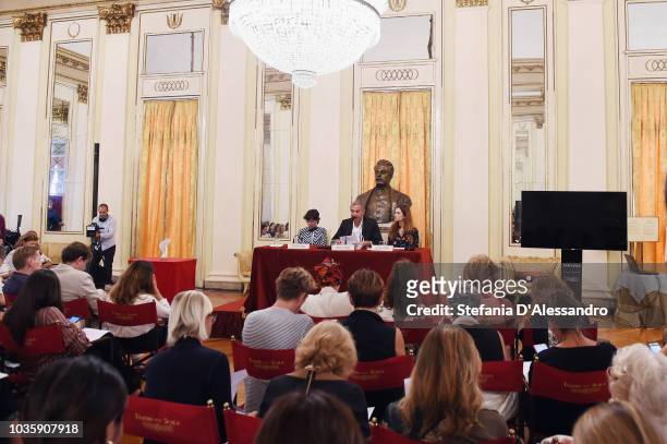 Atmosphere during the Green Carpet Fashion Awards press conference as part of Milan Fashion Week Spring/Summer 2019 at Teatro Alla Scala on September...