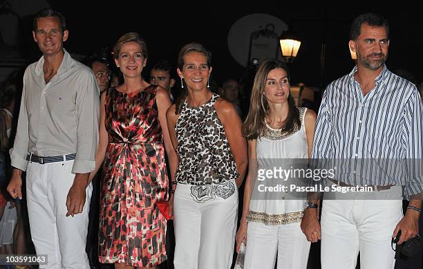Inaki Urdangarin, Princess Cristina of Spain, Princess Elena of Spain, Princess Letizia of Spain and Prince Felipe of Spain pose as they arrive at...