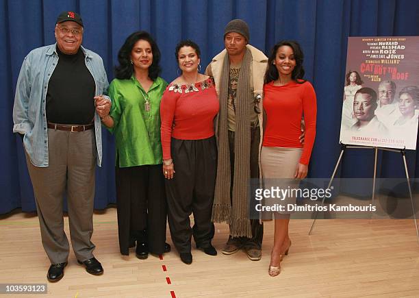 James Earl Jones, Phylicia Rashad, director Debbie Allen, Terrence Howard and Anika Noni Rose attend the "Cat on a Hot Tin Roof" Broadway Cast Meet...