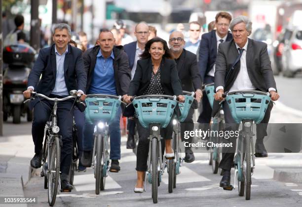 Christophe Najdovski , in charge of Paris transportation at the Paris city hall, Mayor of Paris Anne Hidalgo and Mayor and President of Le Mans...