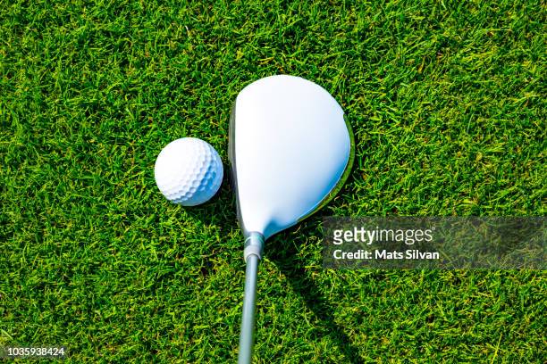 golf club fairway wood with golf ball - golf grass stock pictures, royalty-free photos & images