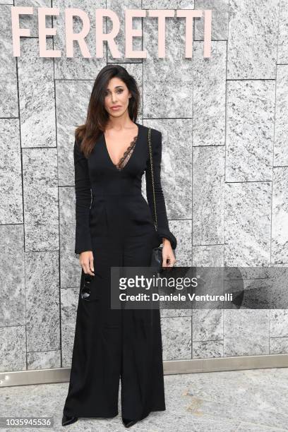 Belen Rodriguez attends the Alberta Ferretti show during Milan Fashion Week Spring/Summer 2019 on September 19, 2018 in Milan, Italy.