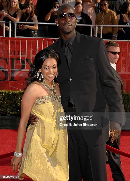 Player Kevin Garnett and wife Brandi Garnett arrive at the 2008 ESPY Awards held at NOKIA Theatre L.A. LIVE on July 16, 2008 in Los Angeles,...