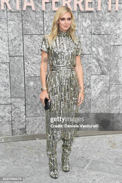 Chiara Ferragni attends the Alberta Ferretti show during Milan Fashion Week Spring/Summer 2019 on September 19, 2018 in Milan, Italy.