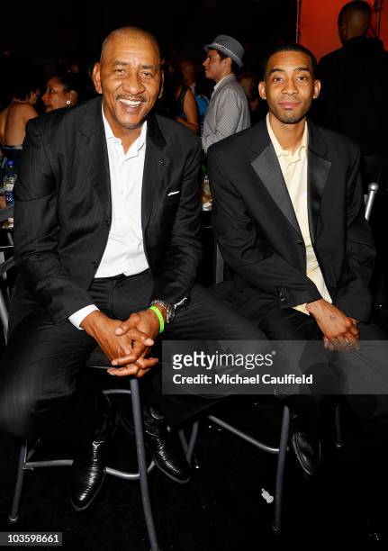 Hall of Famer George Gervin and son George Gervin Jr. Attend the after party for the 2008 ESPY Awards on July 16, 2008 in Los Angeles, California.