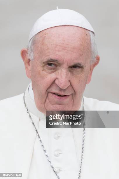 Pope Francis potrait during traditional general audience in St. Peter Square, Vatican, 19 September 2018.