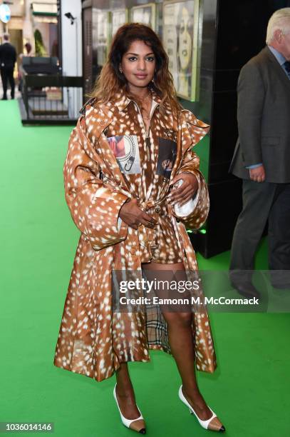 Maya Arulpragasam attends the UK premiere of 'MATANGI / MAYA / M.I.A' at The Curzon Mayfair on September 19, 2018 in London, England.