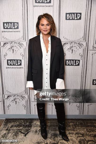 Chrissy Teigen attends Build at Build Studio on September 19, 2018 in New York City.