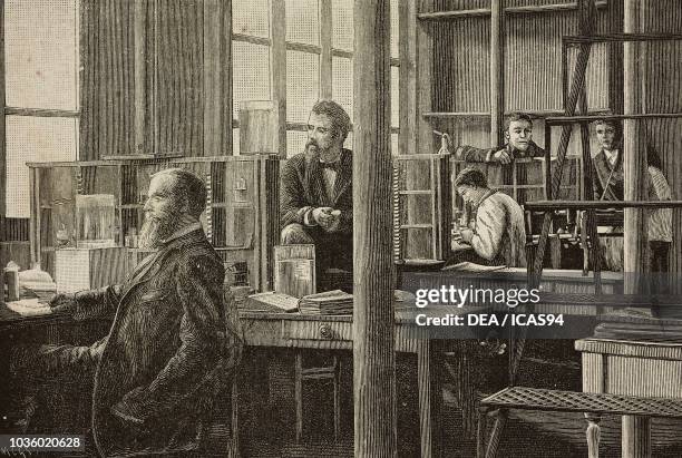Laboratory in the Anton Dohrn zoological station, Naples, Italy, engraving from L'Illustrazione Italiana, No 51, December 12, 1886.