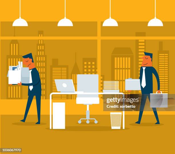 employee leaving office - working seniors stock illustrations