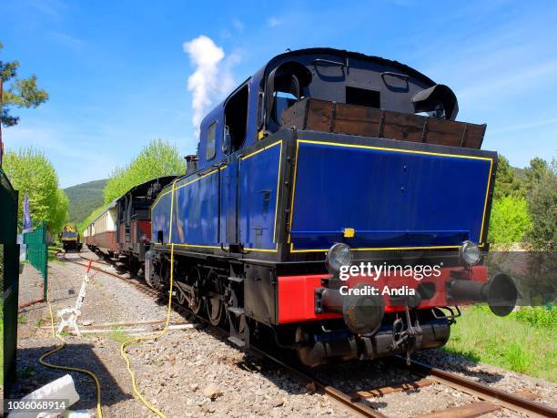 Tourist steam train of the Cevennes. Between Anduze and Saint-Jean-du-Gard, allow tourists to discover the Gardons Valley and its panorama. Colorful...