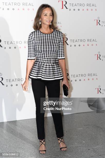 Isabel Preysler attends 'Fausto' opera during the opening of the Royal Theatre new season on September 19, 2018 in Madrid, Spain.