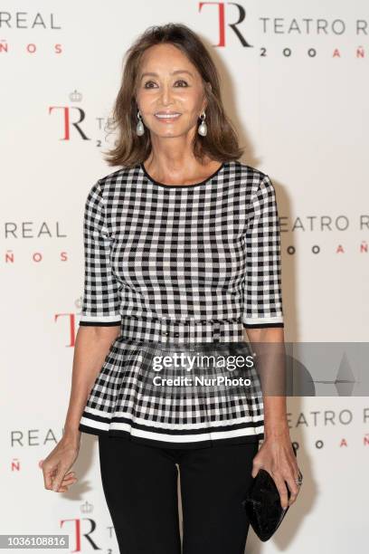 Isabel Preysler attends 'Fausto' opera during the opening of the Royal Theatre new season on September 19, 2018 in Madrid, Spain.