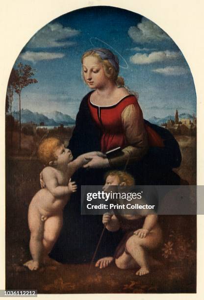 La Belle Jardinière' . 'Madonna and Child with Saint John the Baptist', painting in the Louvre, Paris, France. Italian High Renaissance painter and...