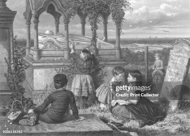 The Tomb of Grace Darling', circa 1851-1886. Children laying flowers at the monument to Grace Darling, the sea in the background. In 1838 Grace...