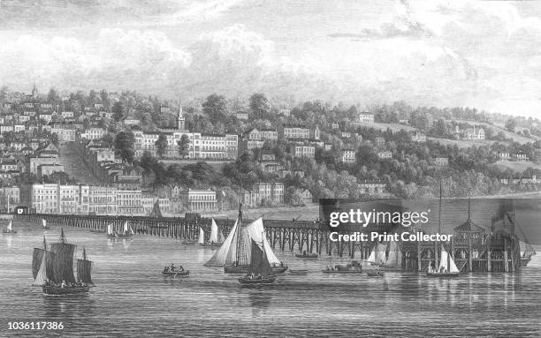 Ryde, Isle of Wight, 1855. View west of the Pier with sailing ships and steamers. Published June 11th 1855. Artist George Brannon.