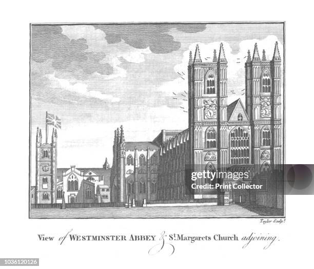 View of Westminster Abbey & St.Margarets Church adjoining.', late 18th-early 19th century. Westminster Abbey is a mainly Gothic abbey church in the...