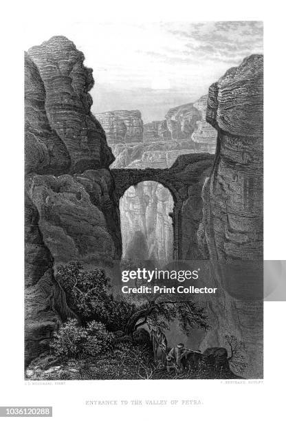 Entrance to the Valley of Petra.', circa 1880. Arch marking the way into the Nabataean city of Petra, now in Jordan. Nabataea was conquered by the...