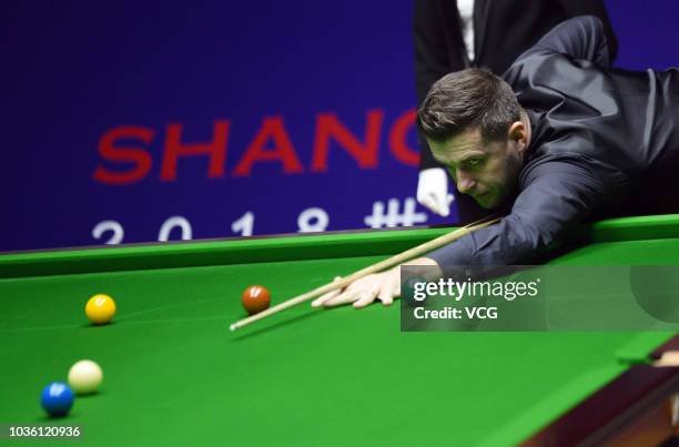 Mark Selby of England plays a shot during his quarterfinal match against Ding Junhui of China on day four of 2018 Shanghai Masters at Regal...