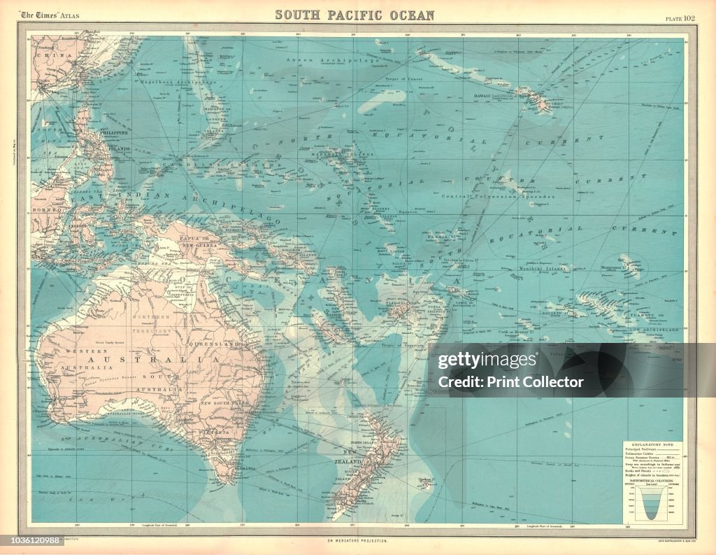 Map Of The South Pacific Ocean Artist Unknown