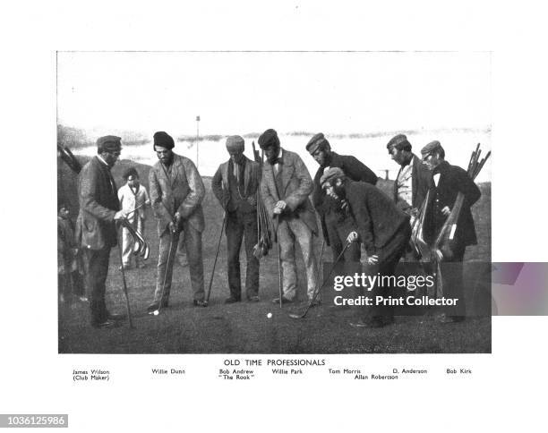 Old Time Professionals', circa 1850s. Lithographic reproduction of a photograph taken circa 1850, showing Scottish golfers James Wilson , Willie...