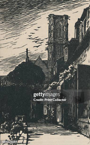 Nevers - Tour De Cathédrale', 1919. The cathedral tower at Nevers in France. From Modern Woodcuts and Lithographs by British and French Artists, by...