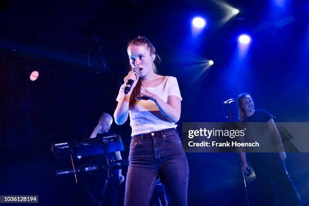 Norwegian singer Sigrid Solbakk Raabe aka Sigrid performs live on stage during a concert at the Astra on September 19, 2018 in Berlin, Germany.